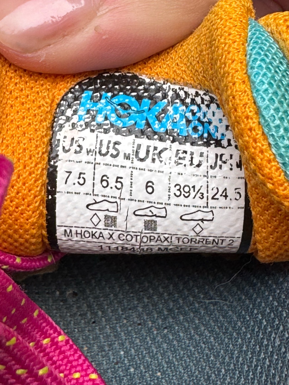 7.5 Hoka Cotopaxi Gray Pink Orange Trail Running Shoes - Picture 8 of 8